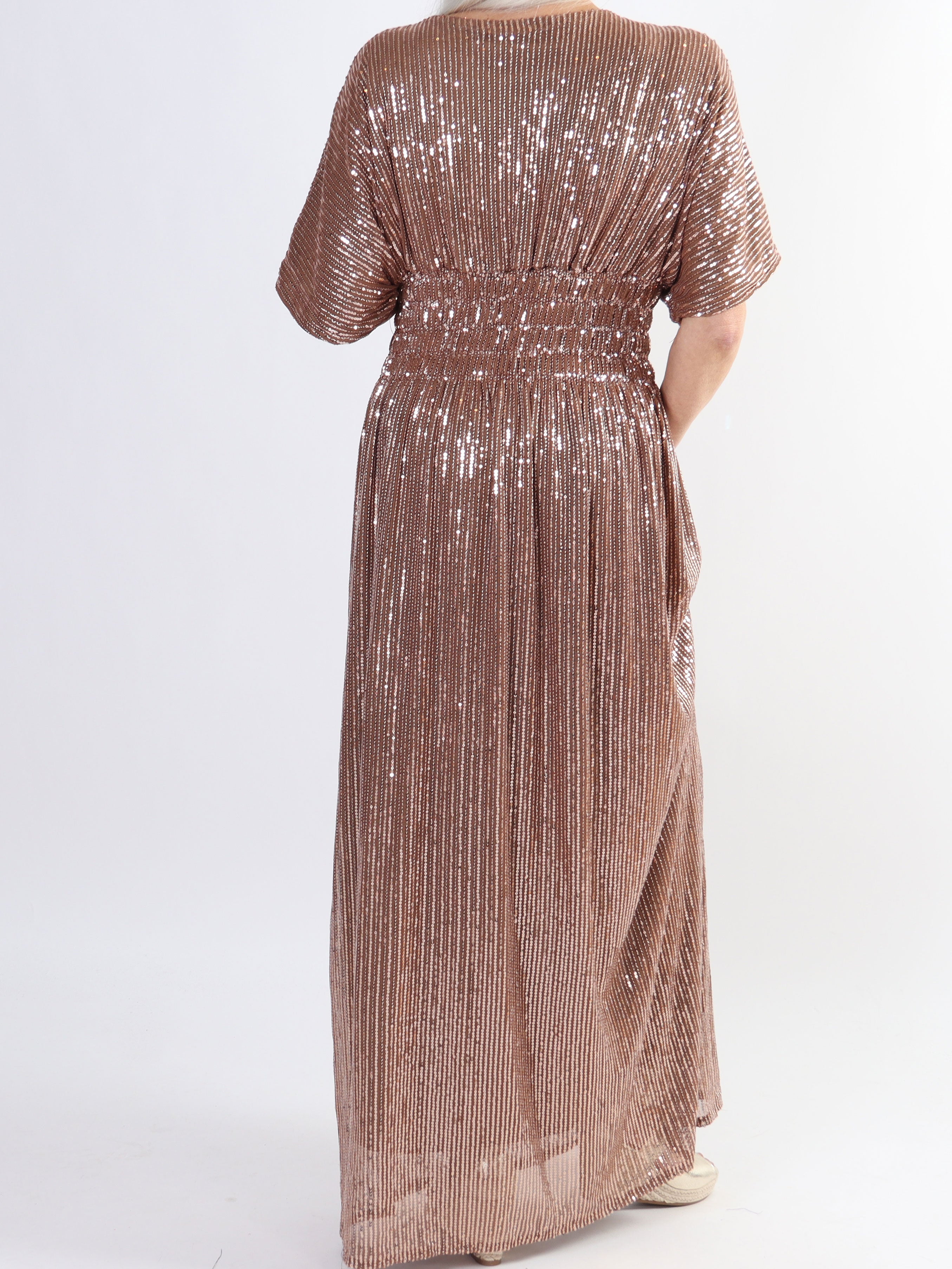 Pams Glitter - Lang smuk plus size kjole med pailletter